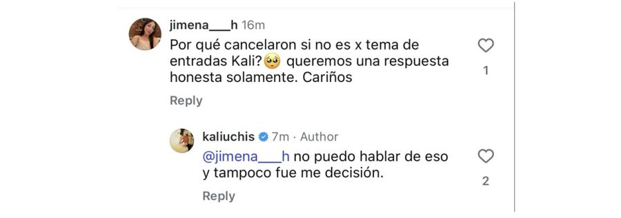 La respuesta de Kali Uchis a los fanáticos argentinos