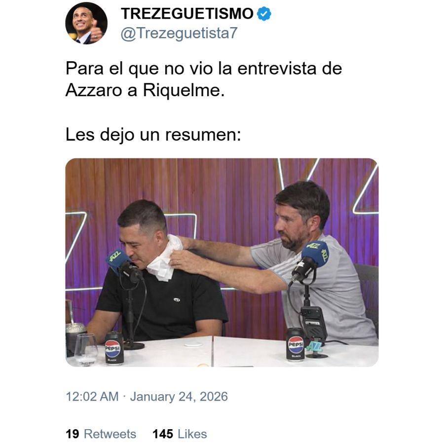 Memes sobre entrevista Azzaro a Riquelme 2