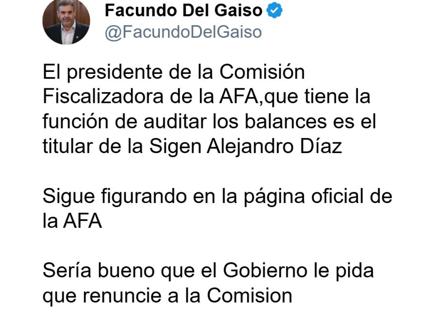 Posteo de Facundo del Gaiso