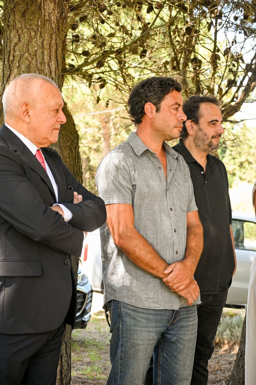 Alejandro Vechi, abogado de la familia Cabezas; Juan Ibarguern, intendente de Pinamar; y Gabriel Michi