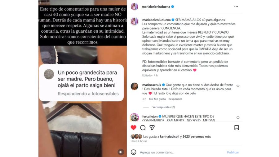 María Belén Ludueña respondió a un comentario en la red