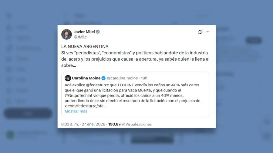 Posteo Javier Milei 27012026