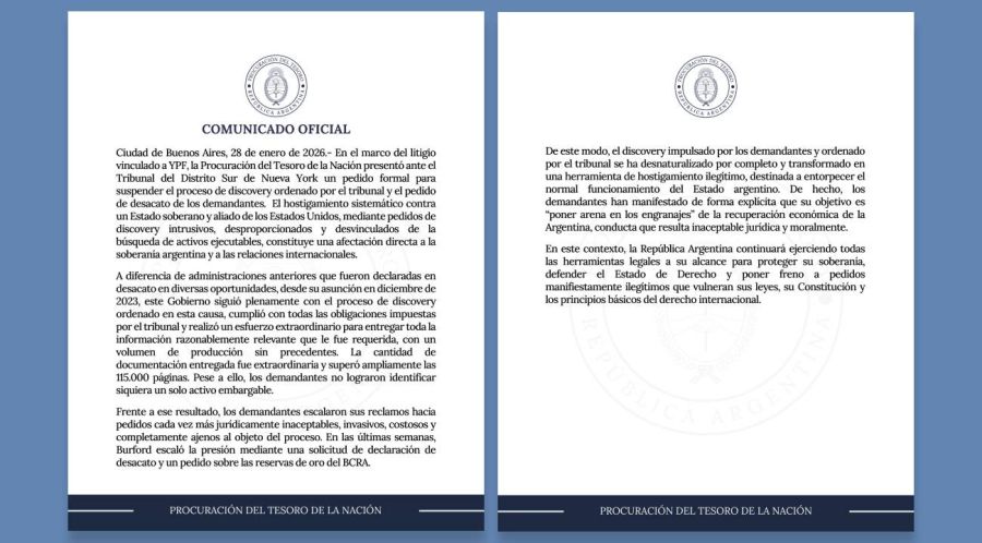 Comunicado de Procuración del Tesoro 28012026