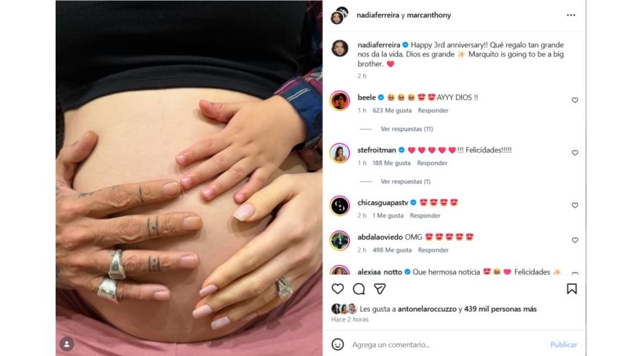 Marc Anthony y Nadia Ferreira esperan su segundo hijo