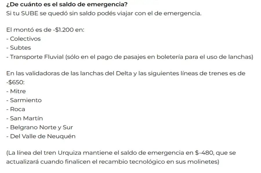 Saldo negativo en la SUBE