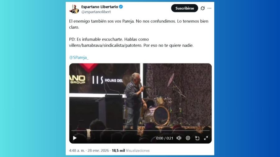 Tuit de Espartano Libertario contra Sebastián Pareja