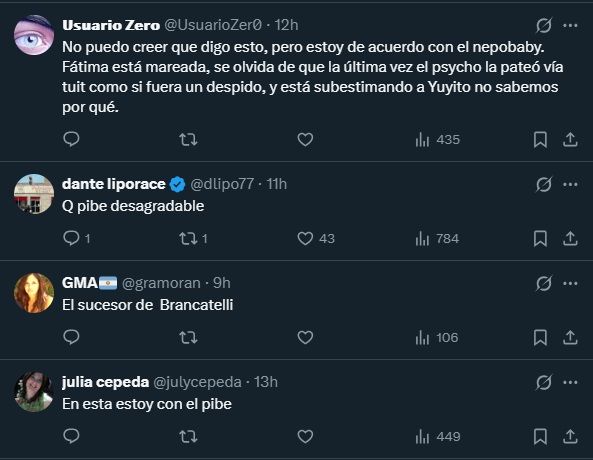 Las críticas de los internautas contra Luca Martin por hablar sobre Fátima Florez y Yuyito González