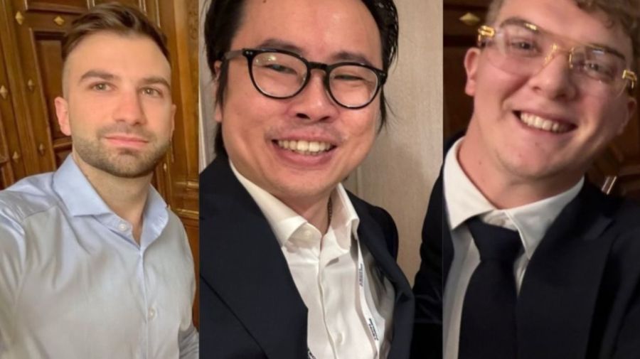 Mauricio Novelli; Julian Peh, CEO de KIP Network INC; y Hayden Mark Davis, de KelsierVentures