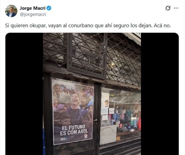 Posteo de Jorge Macri contra Axel Kicillof