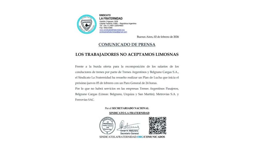 Comunicado La Fraternidad 02022026
