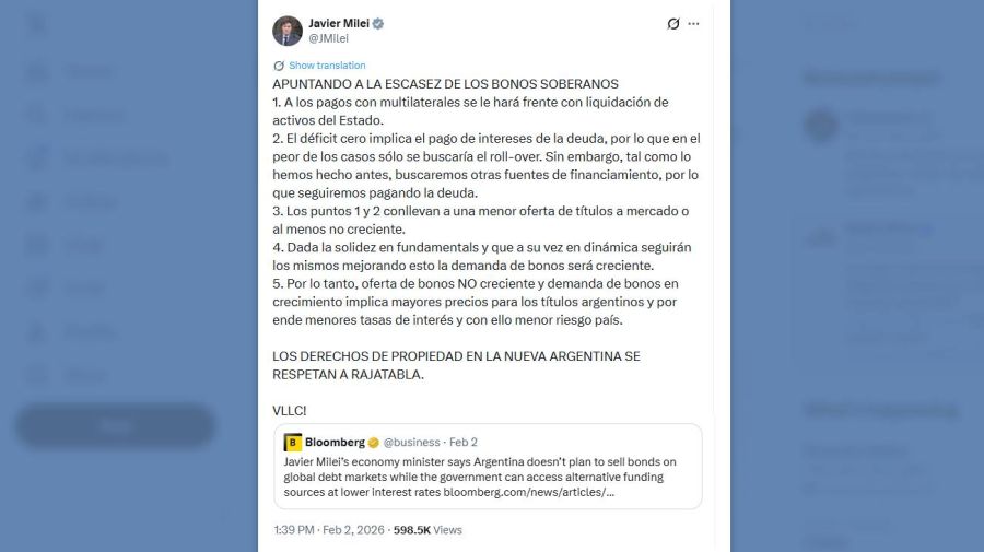 Posteo Javier Milei 03022026