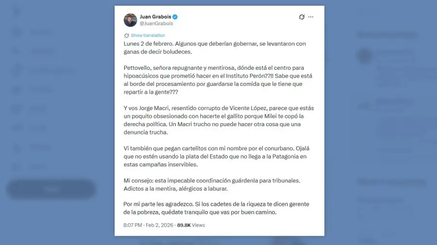 Posteo Juan Grabois 03022026