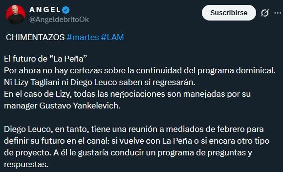 Ángel de Brito reveló cuál sería el futuro de La Peña de Morfi en Telefe