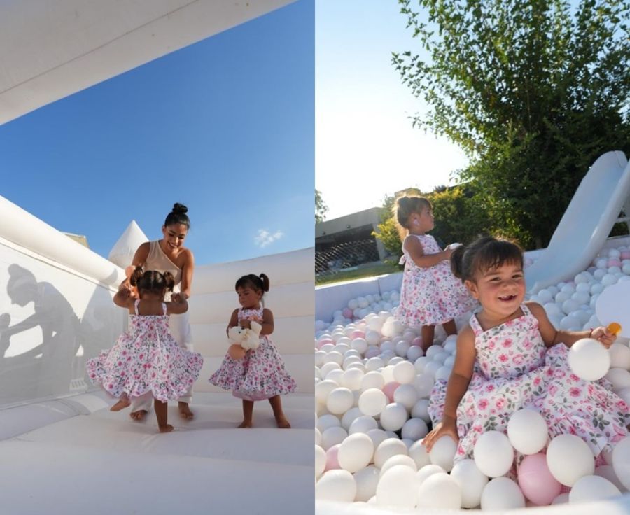 Cumpleaños de Laia y Aimé, hijas de Daniela Celis y Thiago Medina