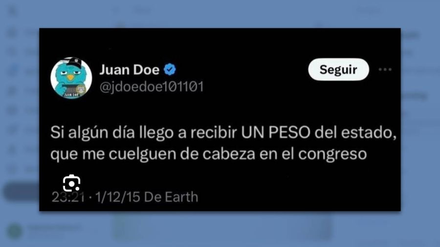 Posteo Juan Doe, director nacional de Comunicación Digital de la Presidencia 06022026