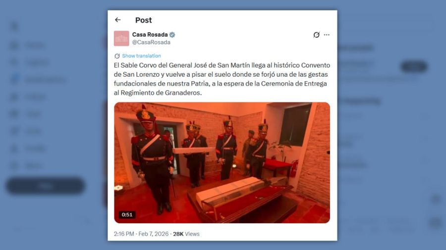 Posteo Casa Rosada - Sable 07022026