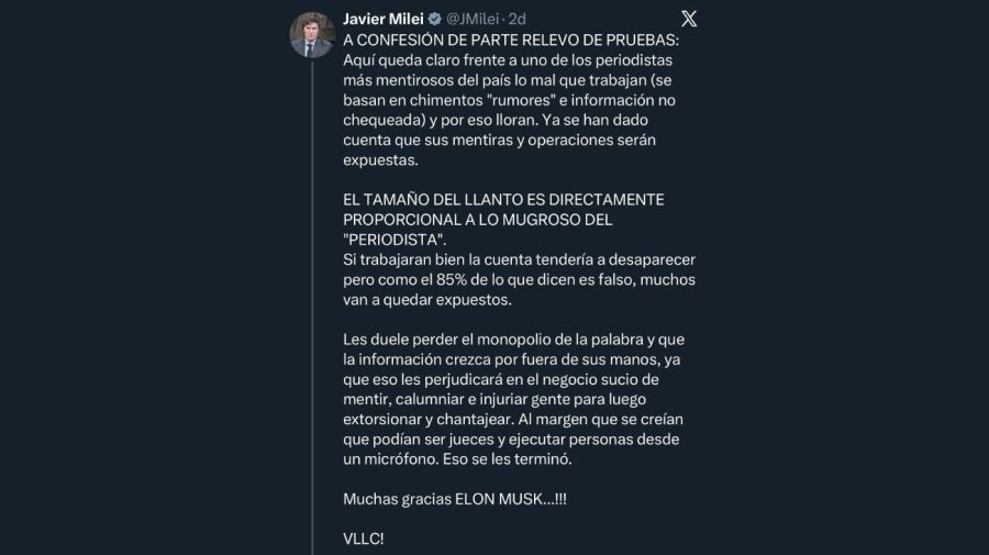 Tweets de Javier Milei