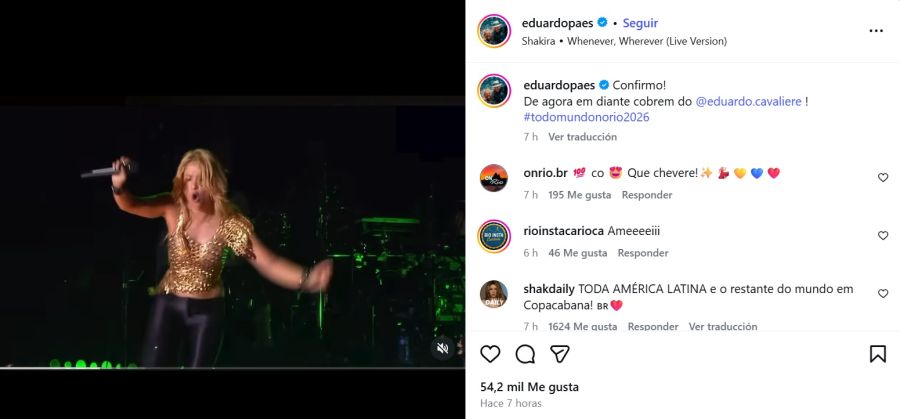 Shakira se presentará en Copacabana