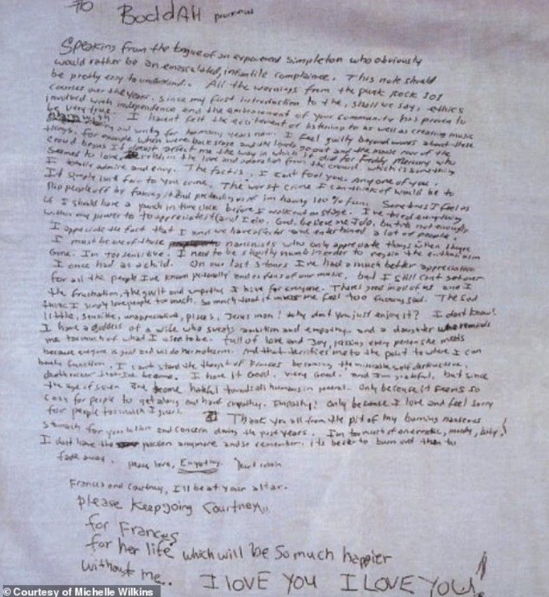 Supuesta carta suicida de Kurt Cobain