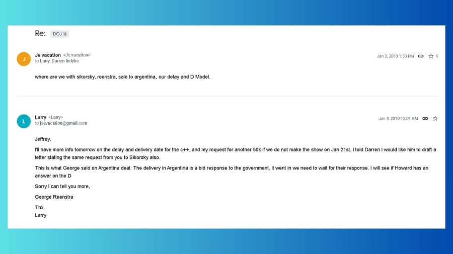 La negociación de Jeffrey Epstein para venderle un helicóptero al Gobierno argentino