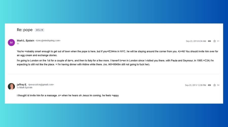 Mail de los hermanos Epstein sobre la visita del papa Francisco a Nueva York