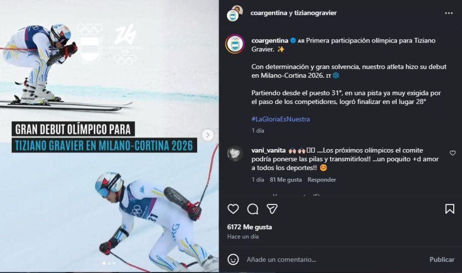 Tiziano Gravier en los Juegos Olímpicos de Invierno 1