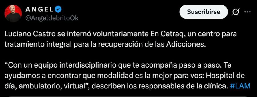 Ángel de Brito reveló los detalles de la internación de Luciano Castro