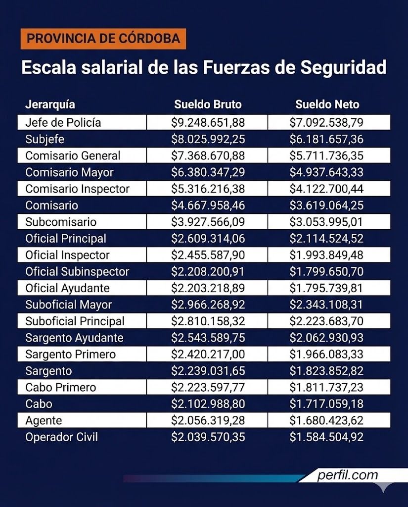 Detalle del ingreso de los policías