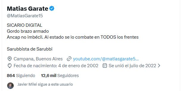 Matías Garate pidió ayuda en redes sociales.