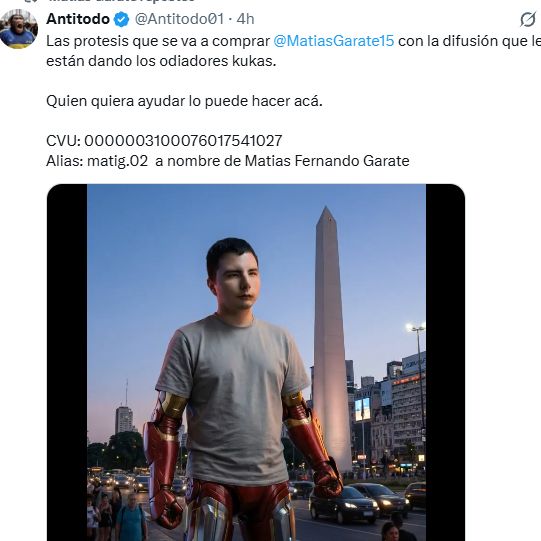 Matías Garate pidió ayuda en redes sociales.