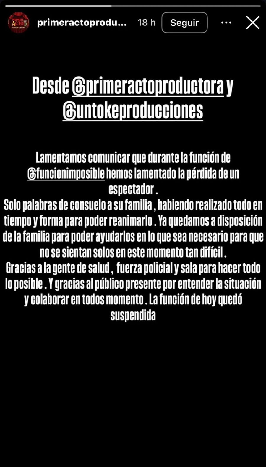 Suspendieron la función de Matías Alé por el fallecimiento de un espectador