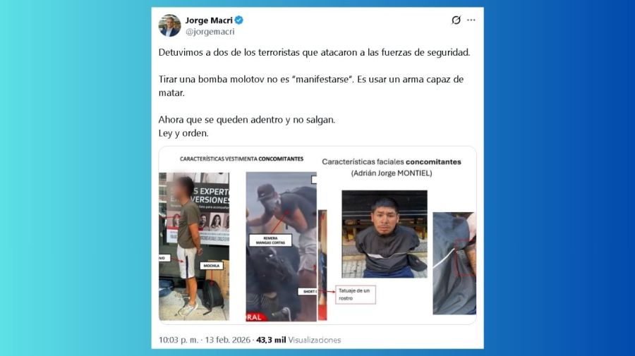 Jorge Macri informó la detención de dos sospchosos de lanzar bombas molotov durante la protesta en contra de la reforma laboral