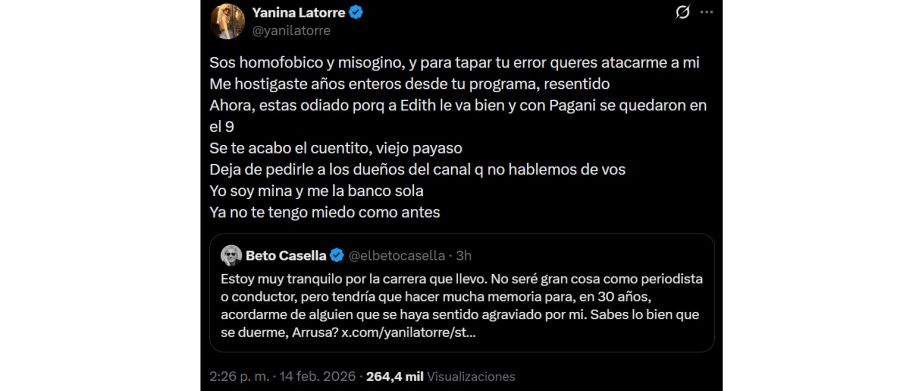 Yanina Latorre contra Beto Casella