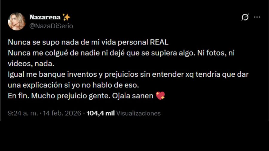 Posteo de Nazarena di Serio 