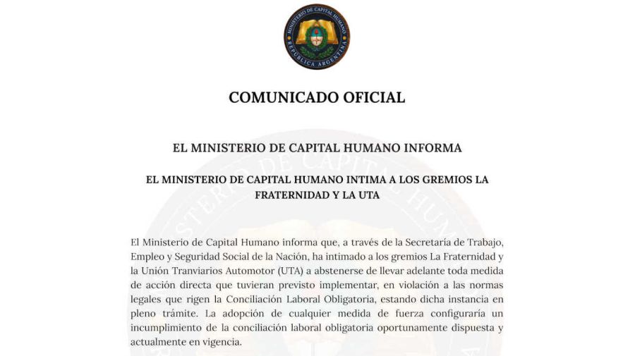 El Ministerio de Capital Humano informa 20260218