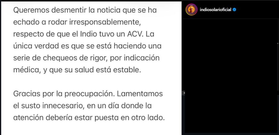 Comunicado oficial del Indio Solari