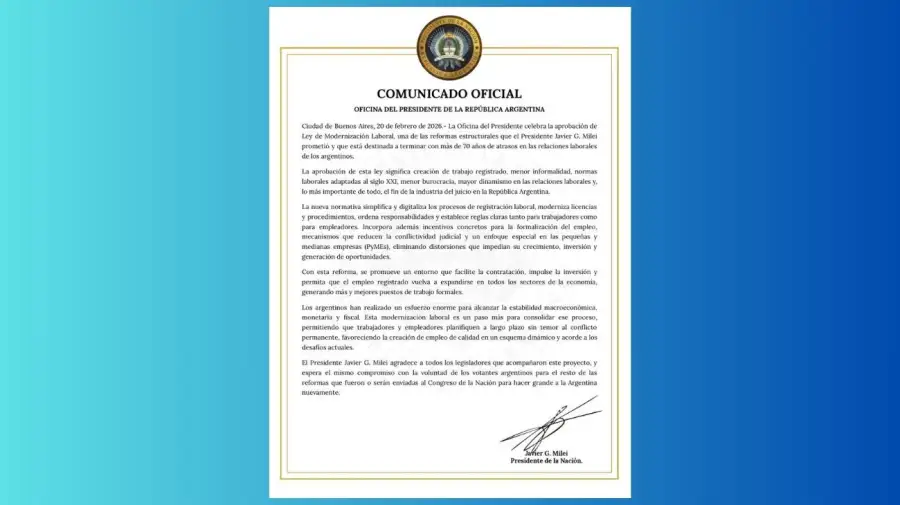 La Oficina del Presidente celebró la aprobación de la reforma laboral