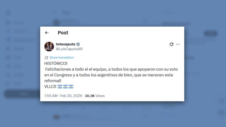 Posteo Luis Caputo 20022026