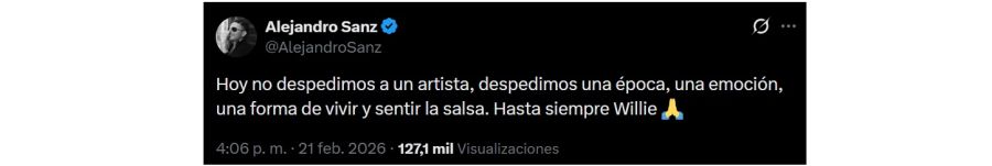 Alejandro Sanz despidió a Willie Colón