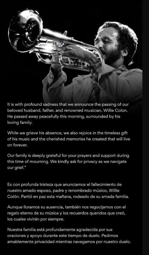 Muerte de Willie Colón