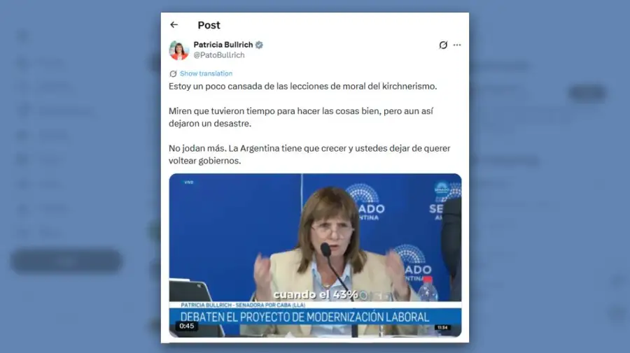 Posteo Patricia Bullrich 20022026