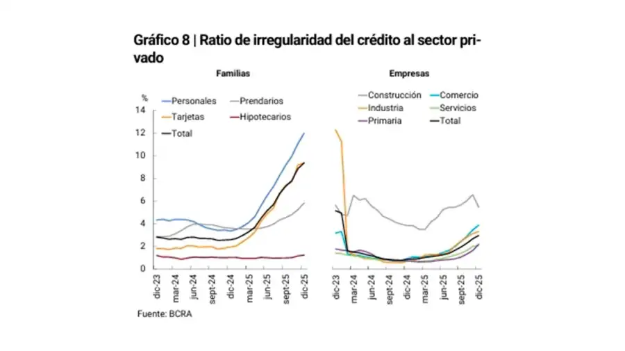 Ratio de irregularidad del crédito al sector privado BCRA 23022026
