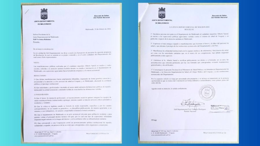 La iniciativa presentada por el legislador uruguayo Fabricio Rodríguez para declarar persona non grata a Alberto Samid en Maldonado