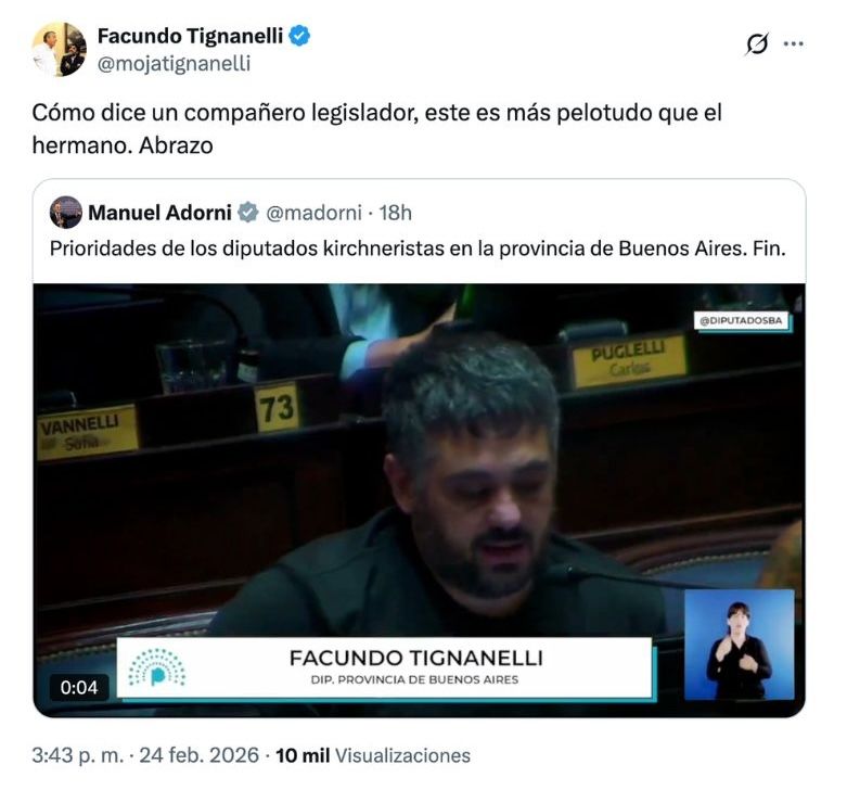 Tignanelli cruzó a Adorni por criticar una ley del kirchnerismo que también fue votada por LLA: 