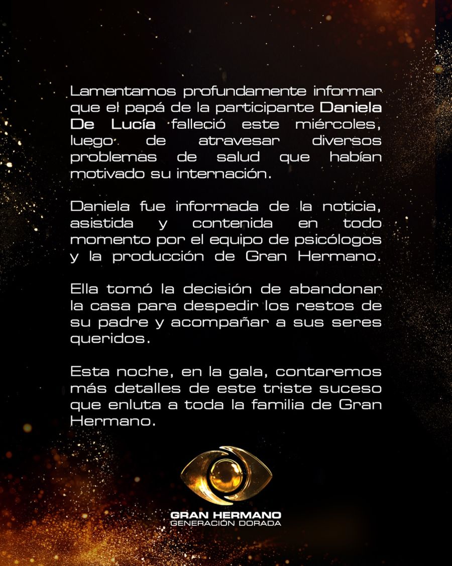El comunicado de Gran Hermano por Daniela De Lucía