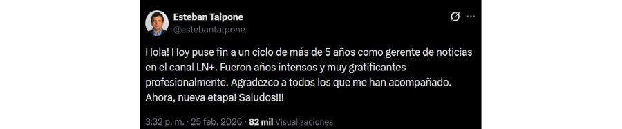 Esteban Talpone se fue de LN+