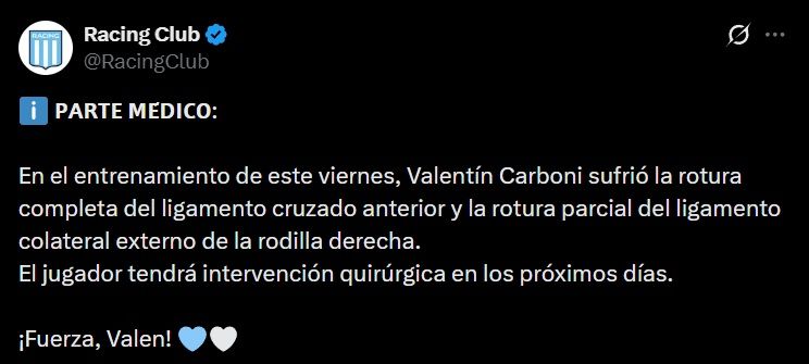 Comunicado Racing Club