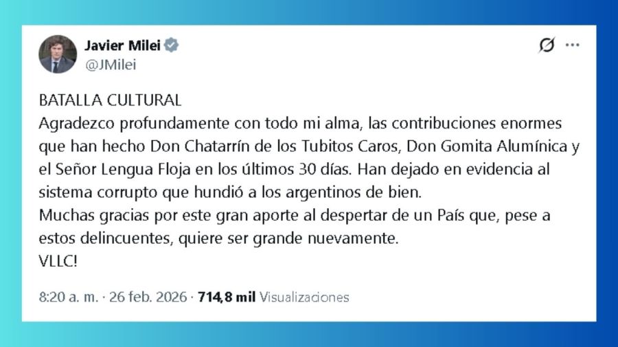 El agradecimiento de Javier Milei a 