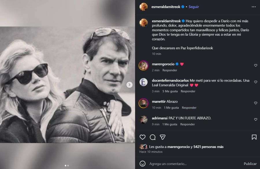 Esmeralda Mitre y un desgarrador mensaje para Darío Lopérfido tras su muerte: 