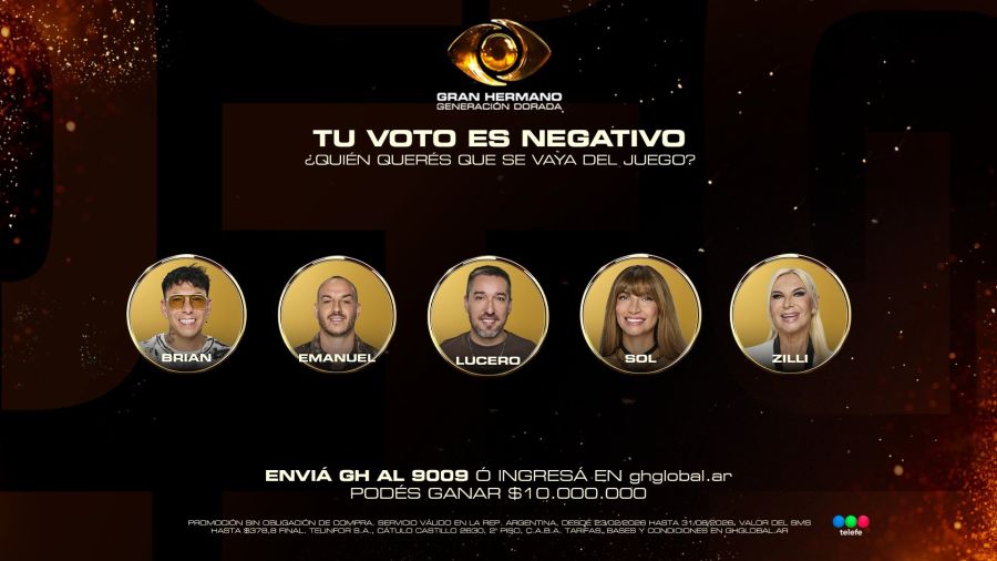 La primera placa final de nominados en Gran Hermano Generación Dorada